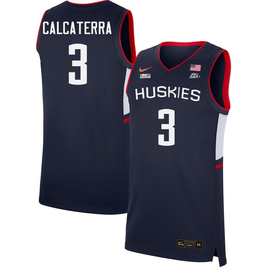 Men #3 Joey Calcaterra Uconn Huskies College 2022-23 Basketball Stitched Jerseys Sale-Navy